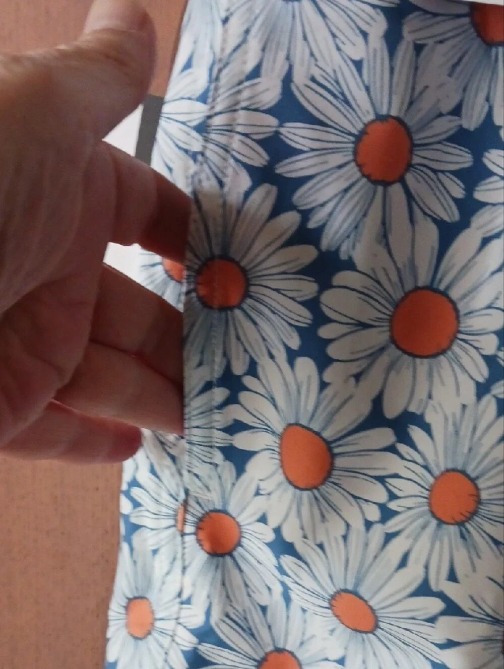 NEW!! Goodfellow & Co Light Blue Daisy-Print Swim Shorts with Orange Centers